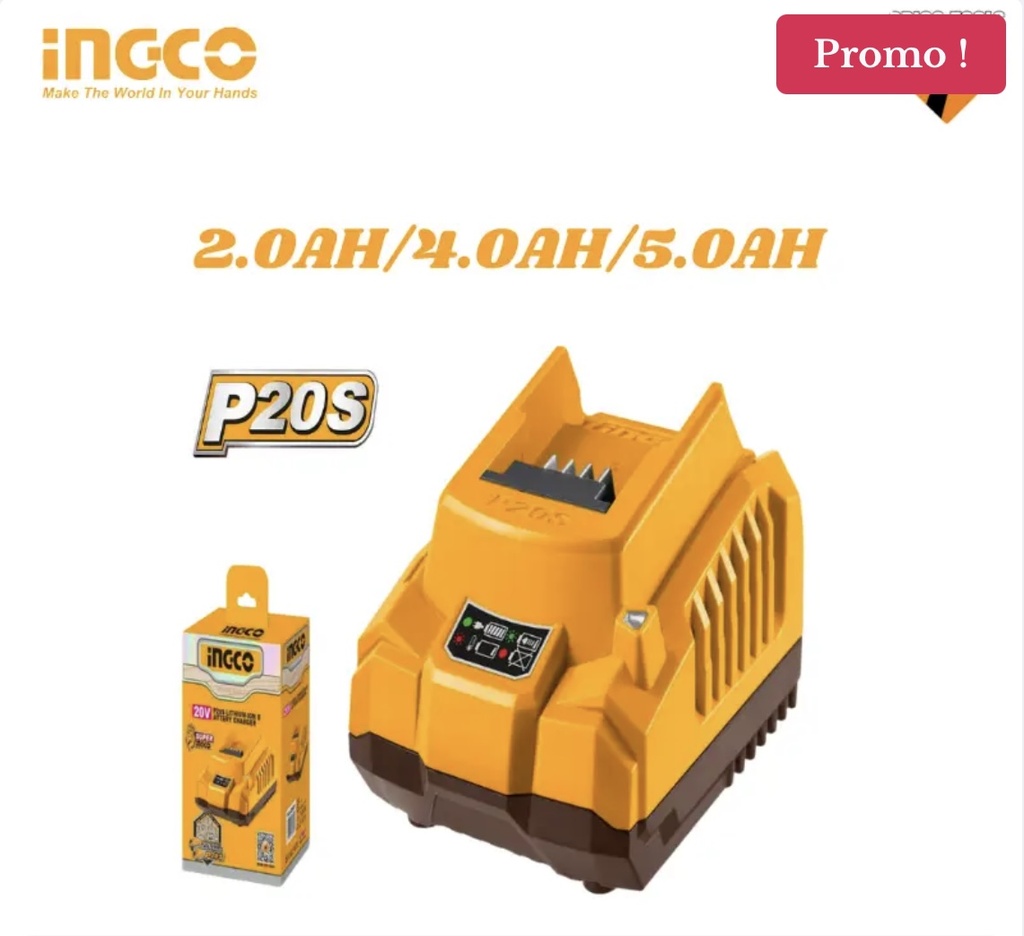 CHARGEUR BATTERIE 2.0AH/4.0AH/5.0AH INGCO FCLI2001