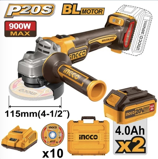 T/MEULE A DISQUE 20V 4.0AH BRUSHLESS INGCO CAGLI211542