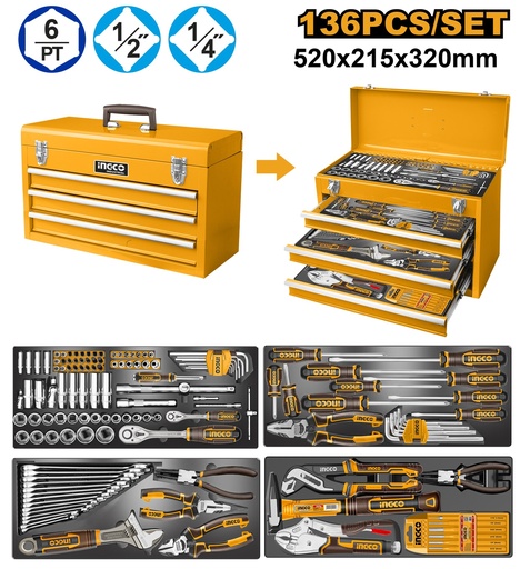 Coffret d’outils INGCO 136 pièces HTCS261368