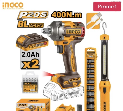 CLÉ A CHOC 5EN1 20V 400N.M INGCO COSLI23048